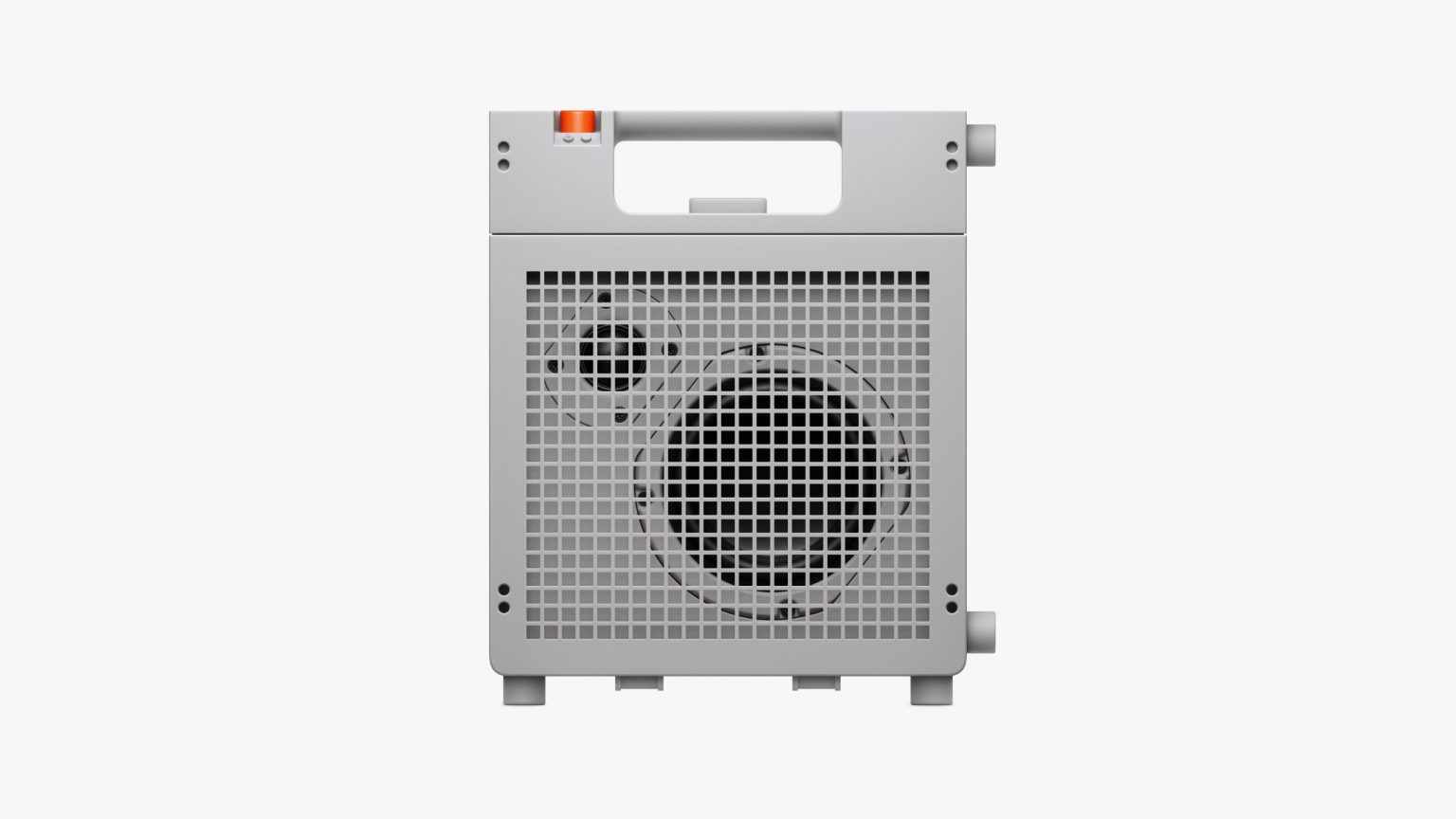 Teenage Engineering EP-35 portable amplifier, front view, on white.