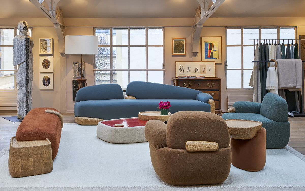 Furniture by Loro Piana Interiors in a home in Paris