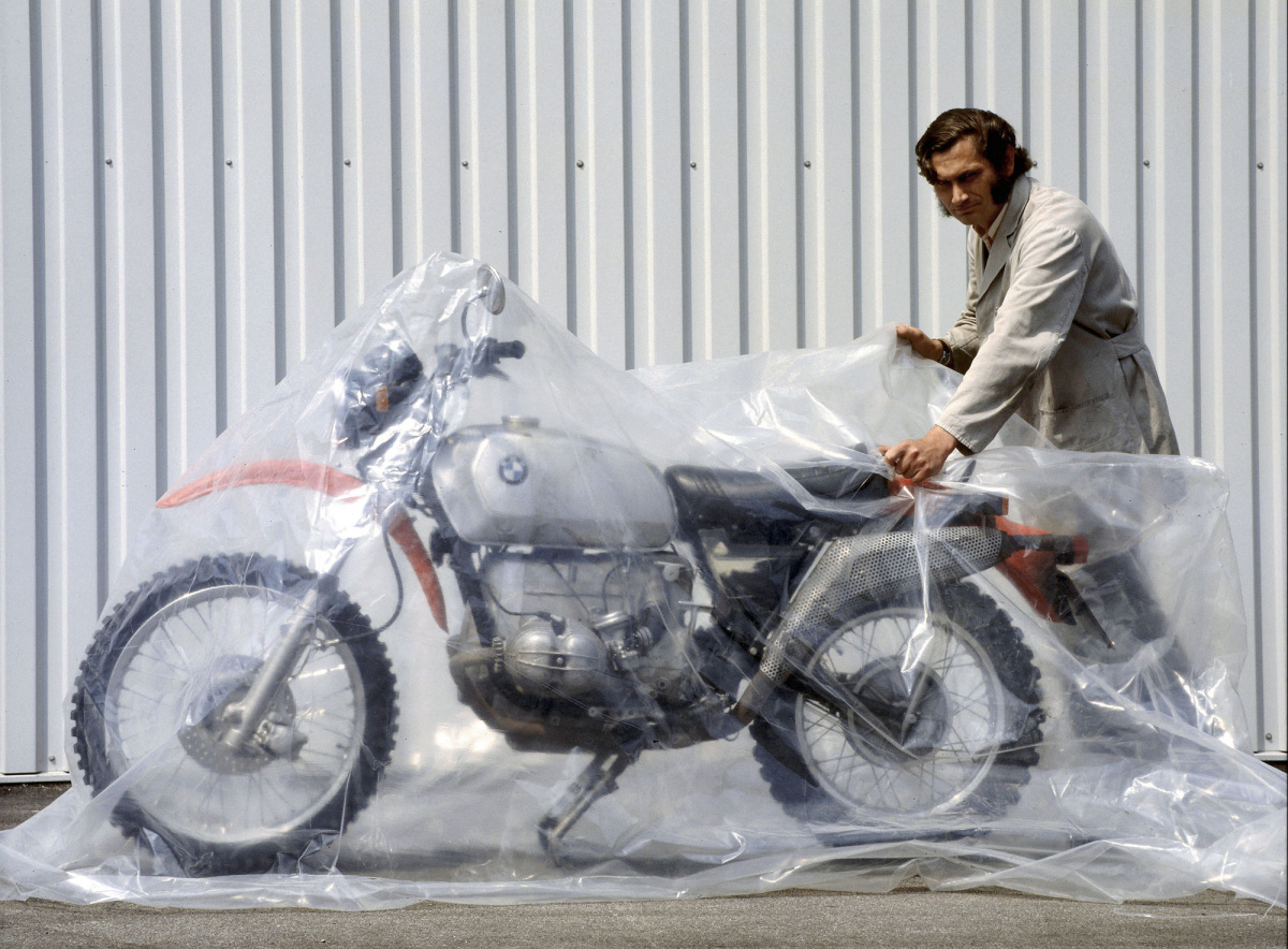 1979 bmw r 80 G/S prototype motorcycle under plastic